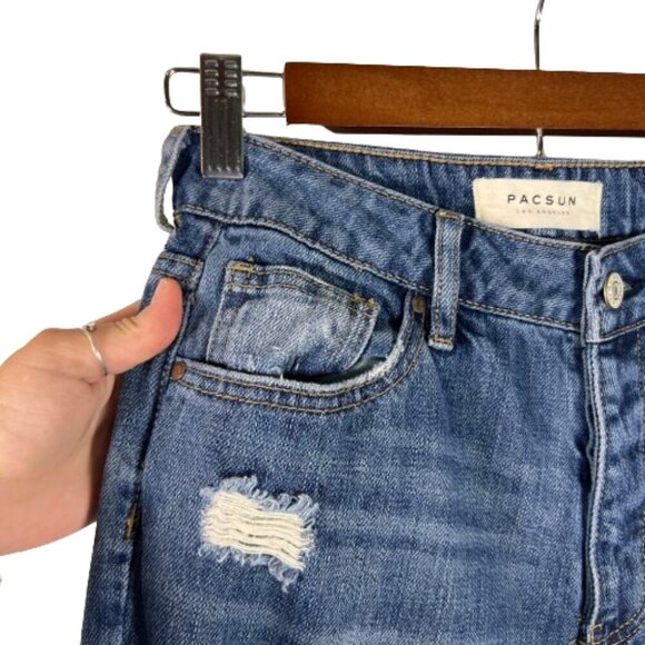 PacSun Womens Mom Jeans Size 25 Cropped High Rise Distressed Ripped Grunge Y2K - Picture 5 of 12